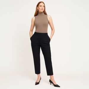 Everlane The Poplin Pleated Taper Pant in Black Size 6